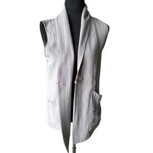 Linen Draped Waterfall Vest Gray Fridaze Women's Small